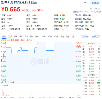 大消費全天強勢，消費龍頭ETF（516130）盤中上探1.06%！細分板塊利好頻現(xiàn)！