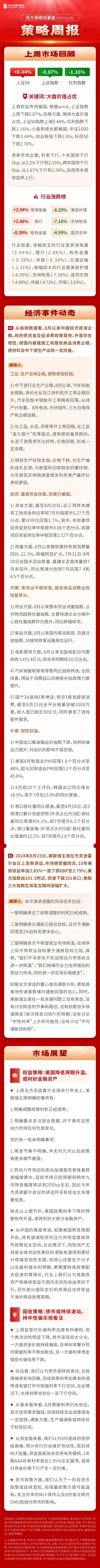 一周觀市 | 光大保德信基金：美聯(lián)儲寬松預(yù)期升溫，關(guān)注國內(nèi)政策及流動性