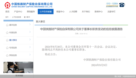 陳鋒不再擔(dān)任中國(guó)鐵路保險(xiǎn)董事長(zhǎng)  第1張