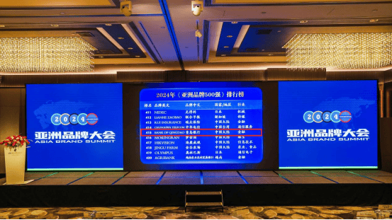 青島銀行強(qiáng)勢登榜2024年亞洲品牌500強(qiáng)