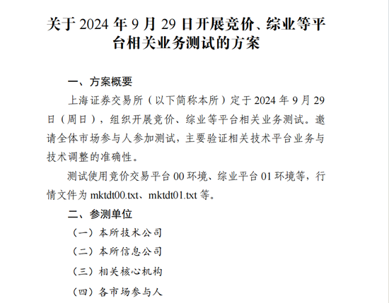 周日，上交所全網(wǎng)測(cè)試！劃重點(diǎn)：集中申報(bào)大量訂單時(shí)，驗(yàn)證競(jìng)價(jià)處理平穩(wěn)運(yùn)行