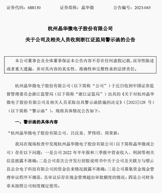 涉嫌信披違法違規(guī)！知名芯片股晶華微，被立案！  第2張